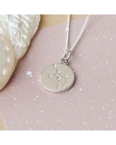 Silver Virgo Constellation Cubic Zirconia Pendant & Chain