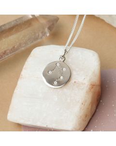 Silver Libra Constellation Cubic Zirconia Pendant & Chain