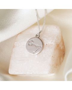 Silver Pisces Constellation Cubic Zirconia Pendant & Chain