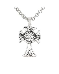 New Sterling Silver Celtic Cross & Belcher Chain Necklace