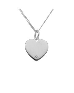 New Sterling Silver Cubic Zirconia Heart Pendant & 18" Necklace