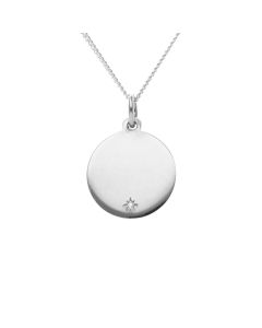 New Sterling Silver Cubic Zirconia Circle Pendant & 18" Necklace