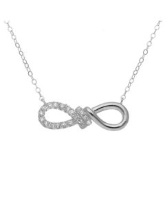 New Sterling Silver Cubic Zirconia Infinity Necklace