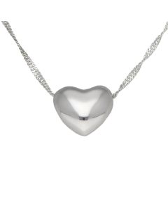 New Sterling Silver Polished Heart Slider & Twist Chain Necklace