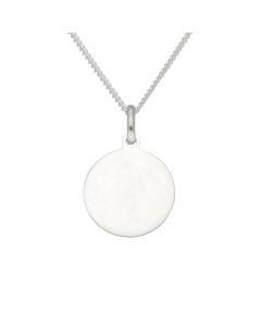 New Sterling Silver Circle Disc Pendant & 18" Chain Necklace