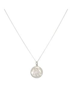 New Sterling Silver St.Michael Pendant & 20" Curb Chain Necklace