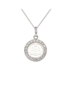 New Sterling Silver Cubic Zirconia Celtic Pendant & 18" Necklace