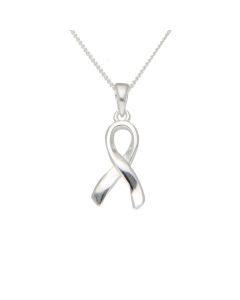 New Sterling Silver Ribbon Pendant & 18" Necklace
