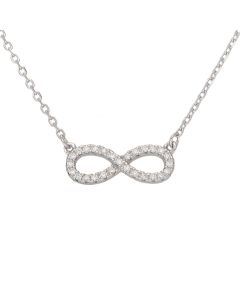 New Sterling Silver Cubic Zirconia Infinity Necklace