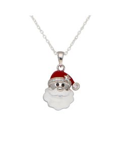 New Sterling Silver Santa Pendant & Chain Necklace
