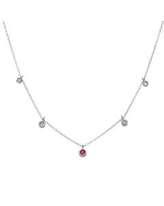 New Sterling Silver Multi Colour Gemstone 14" Chain Necklace