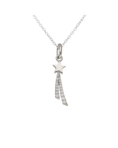 New Sterling Silver Cubic Zirconia Shooting Star & 18" Necklace