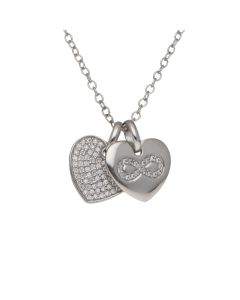New Sterling Silver Cubic Zirconia Heart Infinity Necklace