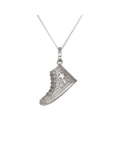 New Sterling Silver Boot Trainer Pendant & 18" Curb Necklace