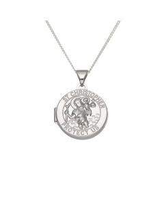 New Sterling Silver St.Christopher Locket & 18" Chain Necklace