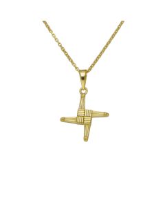 New Gold Plated Silver St.Brigids Cross Pendant & Chain Necklace