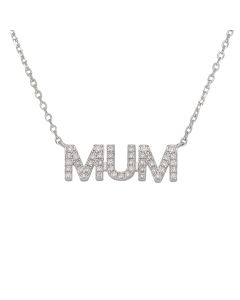 New Sterling Silver Cubic Zirconia Mum Chain Necklace