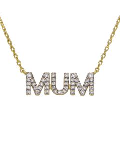 New Gold Plated Silver Cubic Zirconia Mum Chain Necklace