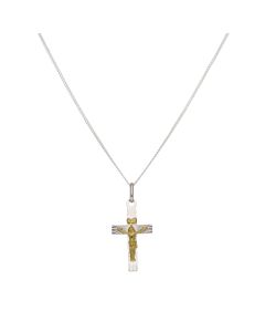 New Sterling Silver & Gold Plated Crucifix & 18" Necklace