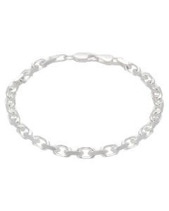 New Sterling Silver Diamond-Cut Cable Link 7.5" Bracelet