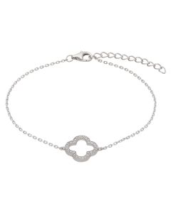 New Sterling Silver Cubic Zirconia Clover Petal Bracelet