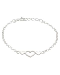 New Sterling Silver Childs Love Hearts Adjustable Bracelet