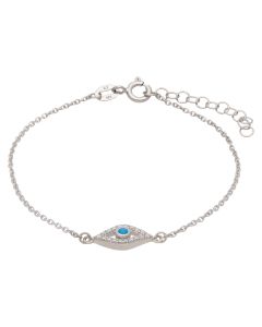 New Sterling Silver Gemstone Set Evil Eye Bracelet