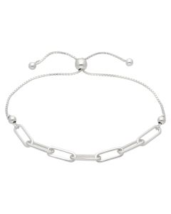 New Sterling Silver Paperclip Link Toggle Bracelet