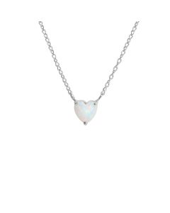New Sterling Silver Opal Heart Necklace