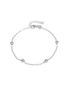 New Sterling Silver Beaded Chain Station Bracelet