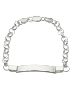 New Sterling Silver Childs Identity Bar Belcher Bracelet