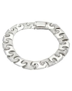 New Sterling Silver 8.5" Pattern & Polished Anchor Link Bracelet