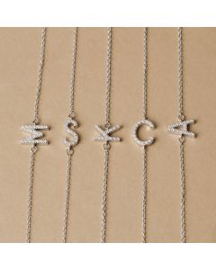 Sterling Silver Cubic Zirconia Inital Bracelet