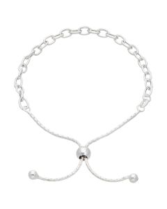 New Sterling Silver Oval Link Toggle Slider Bracelet
