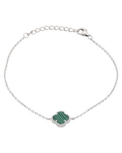 New Sterling Silver Malachite Clover Petal Bracelet
