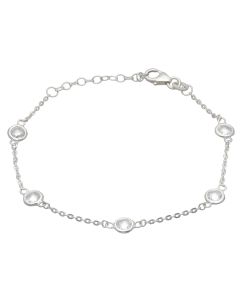 New Sterling Silver Cubic Zirconia Station Bracelet