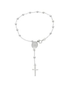 New Sterling Silver 7" Rosary Bead Bracelet