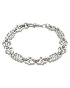 New Sterling Silver 9" Stars & Bars Link Bracelet