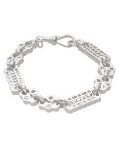 New Sterling Silver 9" Stars & Bars Link Bracelet