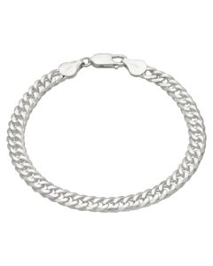 New Sterling Silver 7.5" Double Curb Bracelet