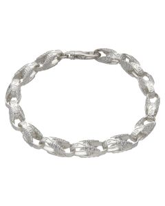New Sterling Silver 9" Cubic Zirconia Tulip Link Bracelet