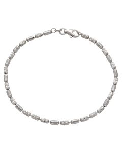 New Sterling Silver 7.5" Multi Patterned Beaded Bracelet