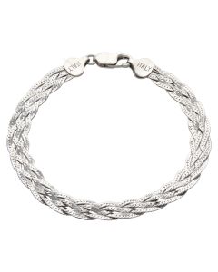 New Sterling Silver 7.5" Woven Herringbone Bracelet