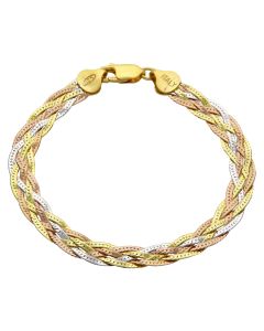 New Sterling Silver & Gold Plated Woven Herringbone Bracelet