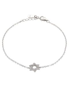 New Sterling Silver 7.5" Cubic Zirconia Star Of David Bracelet