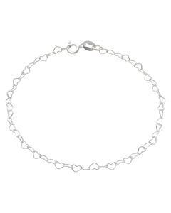 New Sterling Silver 7" Heart Link Bracelet