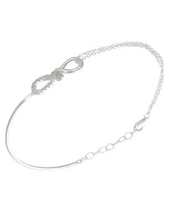 New Sterling Silver Cubic Zirconia Inifinity Bangle Bracelet