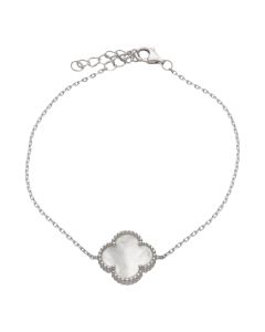 New Sterling Silver Mother Of Pearl Clover Petal Bracelet