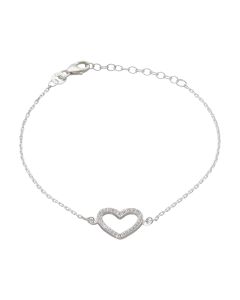 New Sterling Silver Cubic Zirconia Heart Bracelet