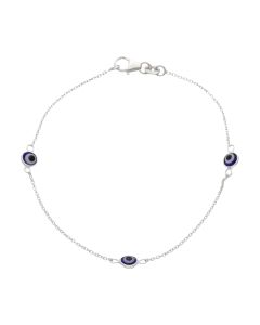 New Sterling Silver 7" Evil Eye Bracelet